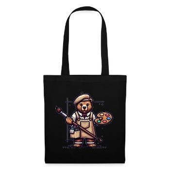 Cute Bear Artist - Stoffbeutel - Schwarz - Vorne