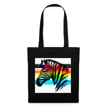 Zebra - Stoffbeutel - Schwarz - Vorne