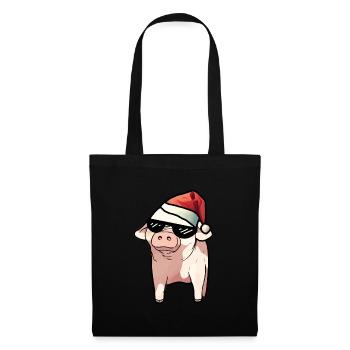 Christmas Meme Pig Piglet Glasses Santa Claus - Tote Bag - black - Front