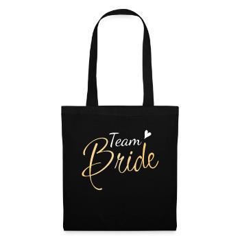 Team Bride Gold Typografie - Braut JGA Hochzeit - Stoffbeutel - Schwarz - Vorne