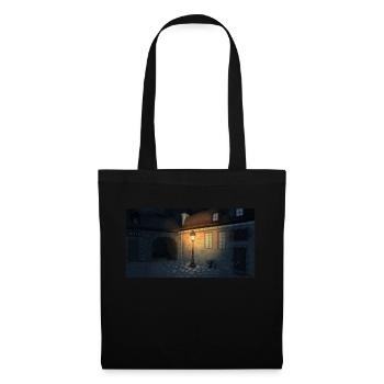 Night alley with lamppost - Tote Bag - black - Front