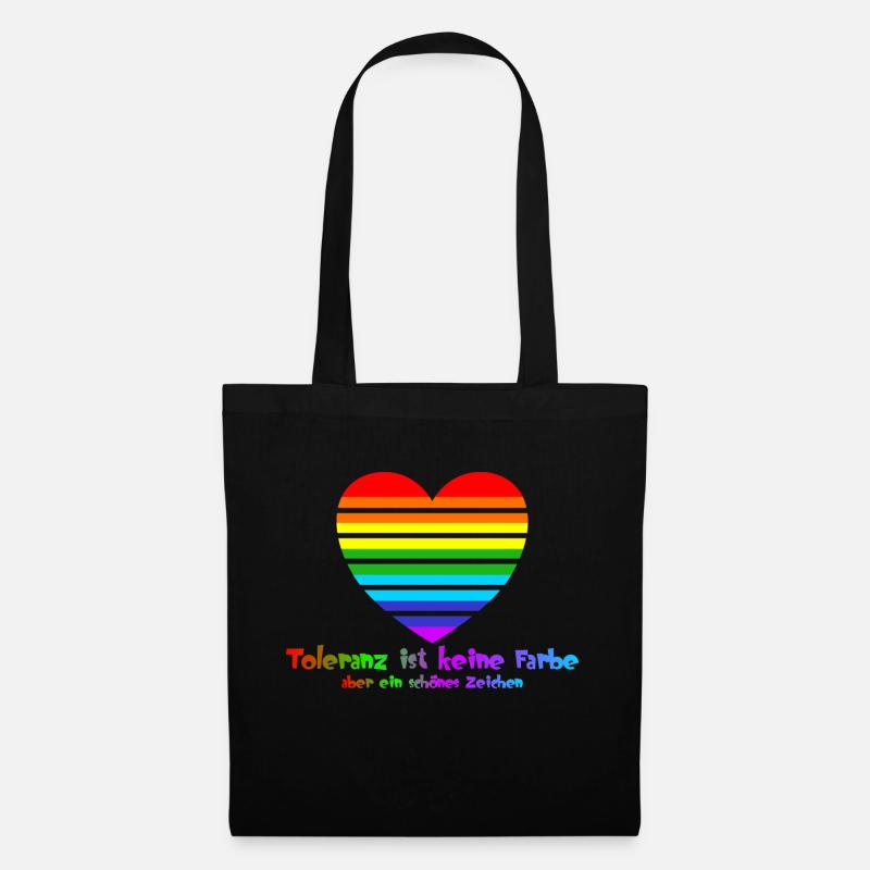 love pride Regenbogen Toleranz LGBTQIA+ - Stoffbeutel - Schwarz