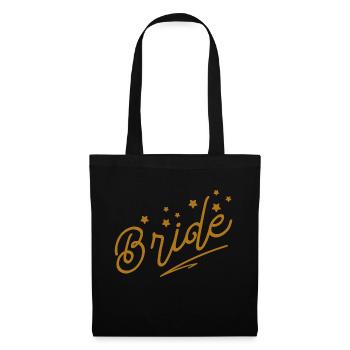 Bride in Elegant Golden Letters Minimalist Stars - Tote Bag - black - Front