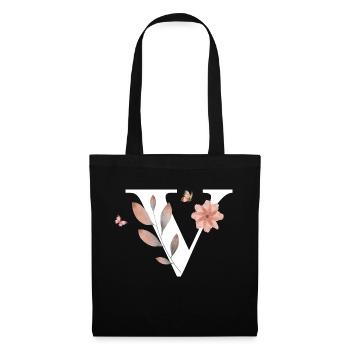 Letter v wildflowers watercolors - Tote Bag - black - Front