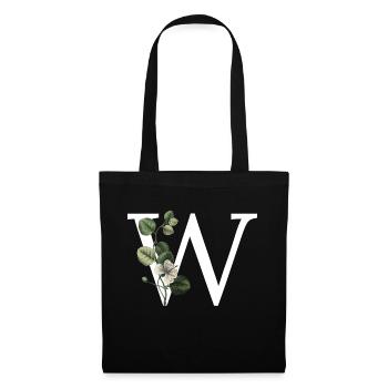 lettre w botanique vert - Sac en tissu - noir - Devant