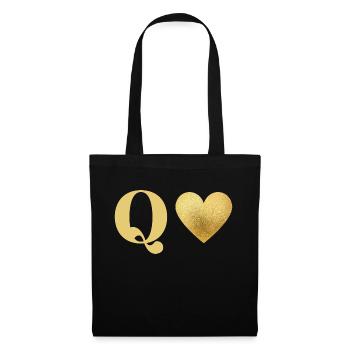 Letter q golden heart - Tote Bag - black - Front