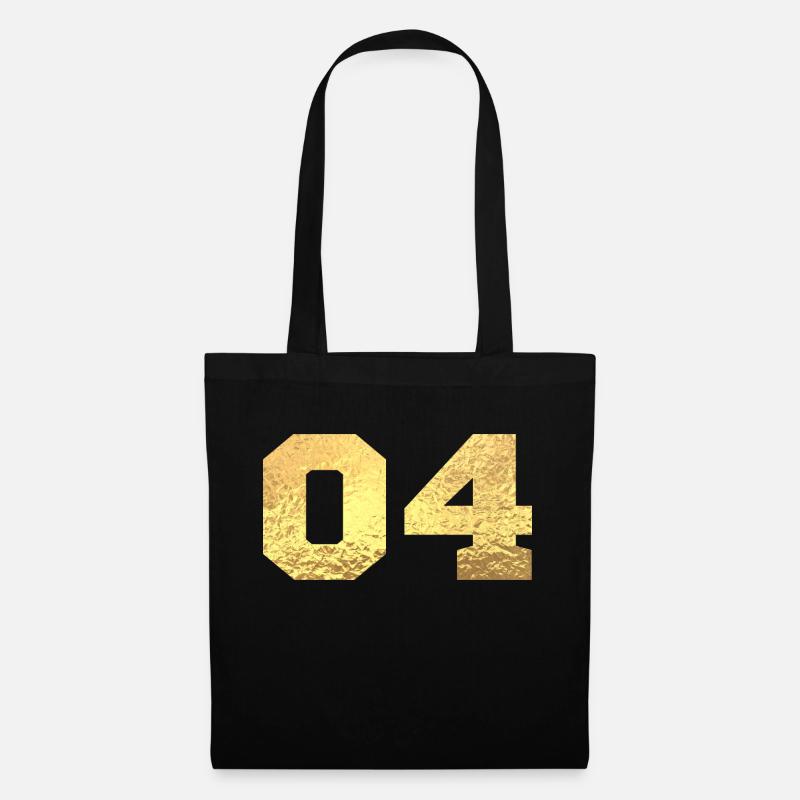 Numéro 4 paillettes doré - 4e anniversaire - Sac en tissu - noir