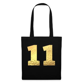 Nummer 11 Gold Glitter - 11. Jahrestag - Stoffbeutel - Schwarz - Vorne