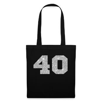 Numéro 40 paillettes argenté - 40e anniversaire - Sac en tissu - noir - Devant