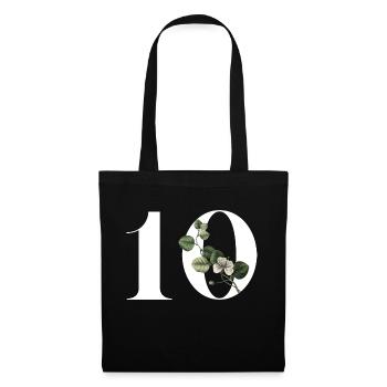 Numéro 10 floral vert -10e anniversaire floral - Sac en tissu - noir - Devant