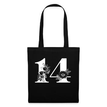 Number 14 Black Floral -14th Floral Birthday - Tote Bag - black - Front