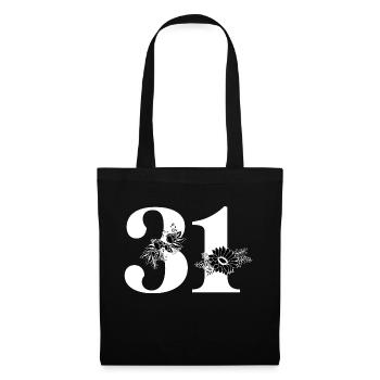 Number 31 Black Floral - 31st Floral Birthday - Tote Bag - black - Front