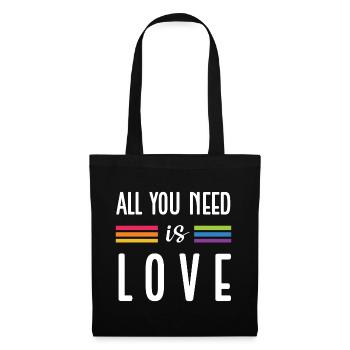 Mois de la fierté LGBTQ - Tout ce dont vous avez besoin, c’est de l’amour - Sac en tissu - noir - Devant