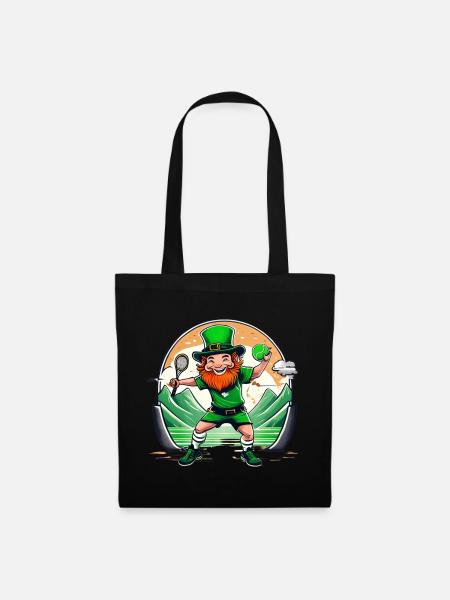 St. Patrick's Day Kleeblatt Tennis - Stoffbeutel - Schwarz