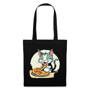 Le chat adore la pizza - Sac en tissu - noir - Devant