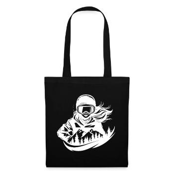 Snowboarderin Mädchen - Stoffbeutel - Schwarz - Vorne