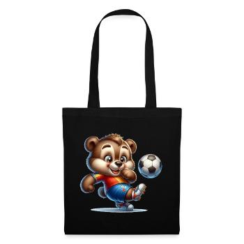 Mignon joueur de football ours - Sac en tissu - noir - Devant