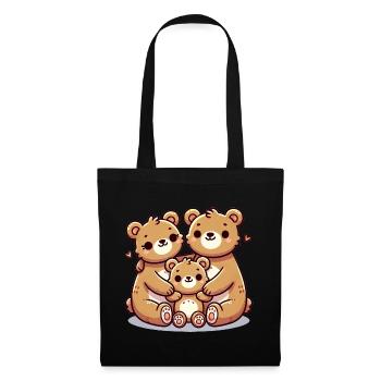 Bear Famille Mère Et Père Avec Un Enfant - Sac en tissu - noir - Devant