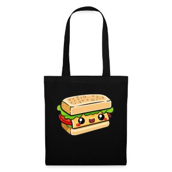 Sandwich mit Gesicht - Stoffbeutel - Schwarz - Vorne