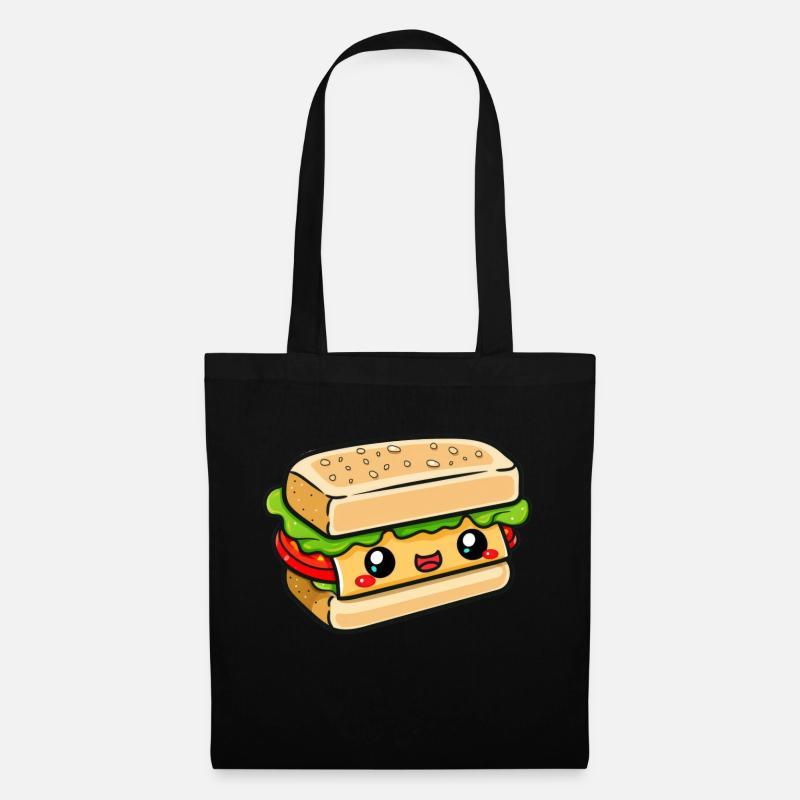 Sandwich mit Gesicht - Stoffbeutel - Schwarz
