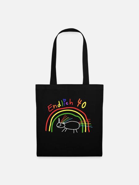40. Geburtstag Einhorn Regenbogen Geschenk - Stoffbeutel - Schwarz