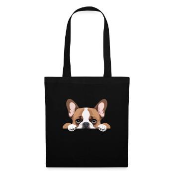 Bouledogue français Coup d’œil mignon Adorable animal drôle - Sac en tissu - noir - Devant