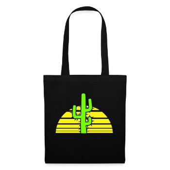 Cactus, Soleil, Épineux, Nuit, Désert, Coucher de soleil - Sac en tissu - noir - Devant