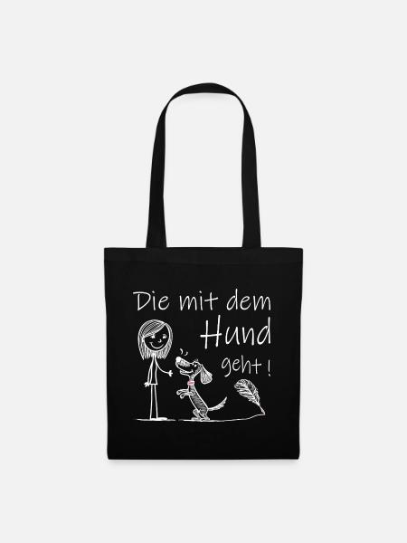 Qui va avec le chien ! - Sac en tissu - noir