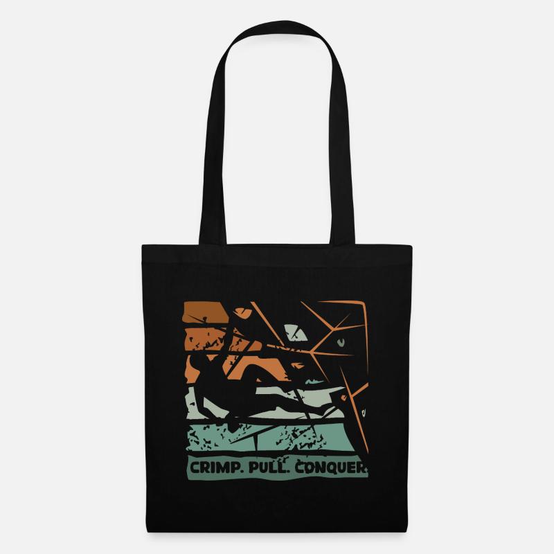 Bouldern – Crimp. Pull. Conquer. - Stoffbeutel - Schwarz
