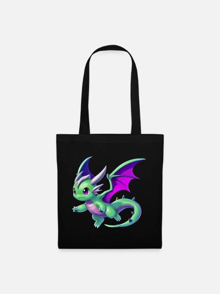 Drache - Stoffbeutel - Schwarz