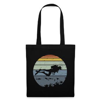 Unterwassertaucher Silhouette Szene - Stoffbeutel - Schwarz - Vorne