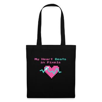Pixel Heartbeat Retro Gaming Funny Tech - Tote Bag - black - Front