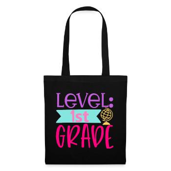 Level 1. Klasse - Schulanfang - Stoffbeutel - Schwarz - Vorne