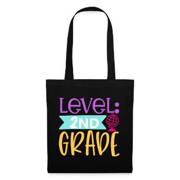 Niveau 2e année débloqué - Rentrée scolaire - Sac en tissu - noir - Devant