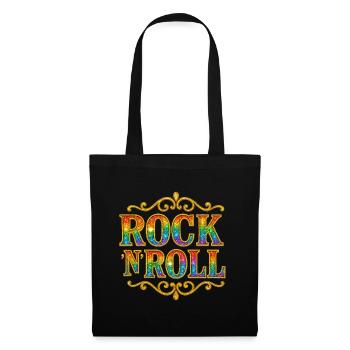 Regenbogen-Glitzer-Rock-N-Roll-Schild - Stoffbeutel - Schwarz - Vorne