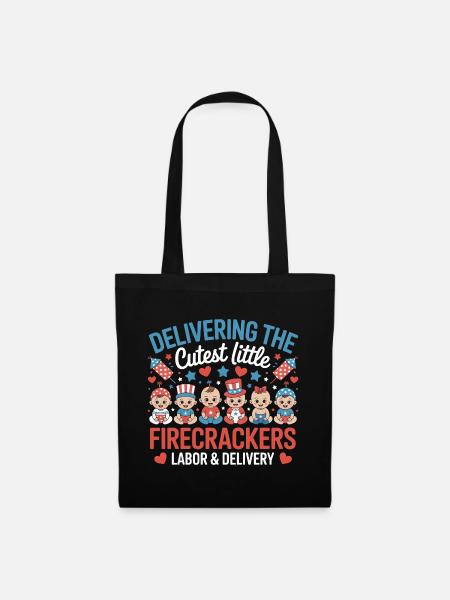  Labor & Delivery Firecrackers Independence Day - Stoffbeutel - Schwarz