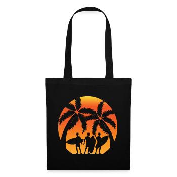 Sunset Surfer Palm Trees - Tote Bag - black - Front