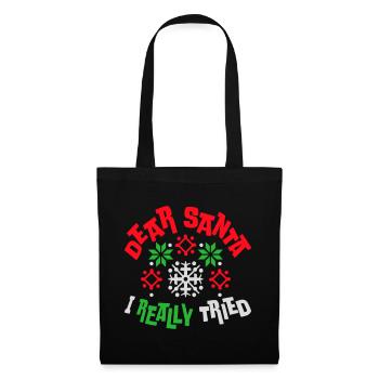 Cher Père Noël, j’ai vraiment essayé l’humour de Noël drôle - Sac en tissu - noir - Devant