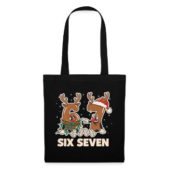 67 Six Seven 6-7 Frohe Weihnachten Santa Lustig - Stoffbeutel - Schwarz - Vorne