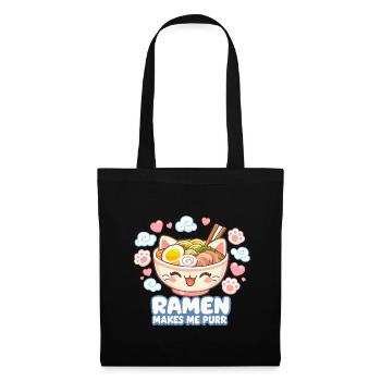 Kawaii Katze Ramen Nudeln Anime Katze - Stoffbeutel - Schwarz - Vorne