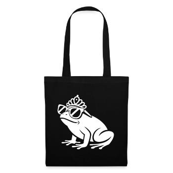 Frosch mit Krone und Sonnenbrille - Stoffbeutel - Schwarz - Vorne