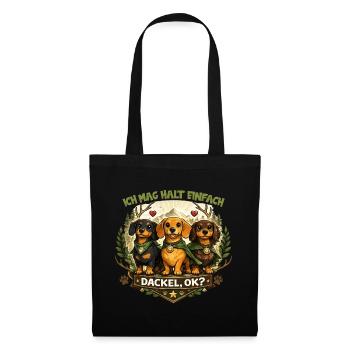 Motif des armoiries nature du teckel avec cœur et expression - Sac en tissu - noir - Devant