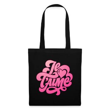 Je t'aime - Ich liebe Dich - Valentinstag - Stoffbeutel - Schwarz - Vorne