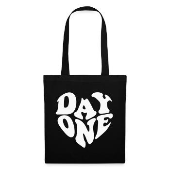 Day One Retro Heart – Anpassbare Farbe - Stoffbeutel - Schwarz - Vorne