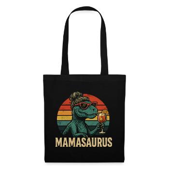 Mamasaurus Mama Mutter Geschenkidee Humor Lustig - Stoffbeutel - Schwarz - Vorne