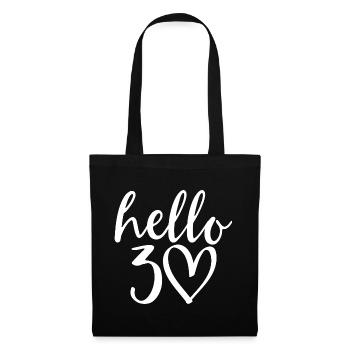 Hello 30 Birthday Script Heart - Tote Bag - black - Front