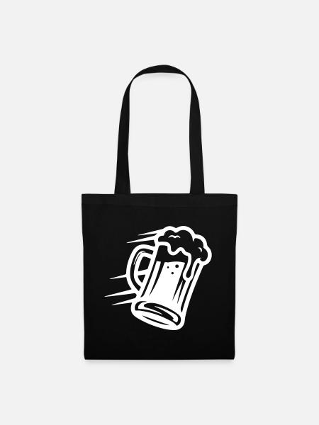 Bier Bierglas Symbol - Stoffbeutel - Schwarz