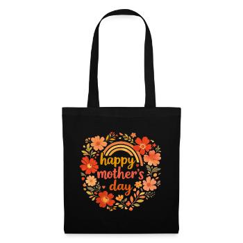 Happy Mother's Day Couronne Fleurs Rétro - Sac en tissu - noir - Devant