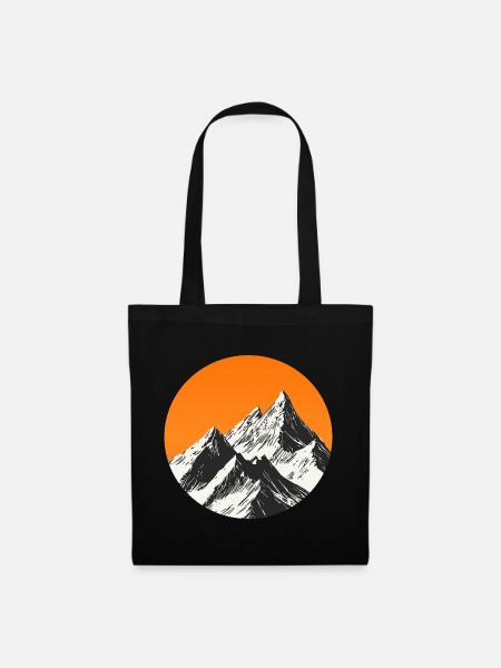 Berge bei Sonnenuntergang - Stoffbeutel - Schwarz