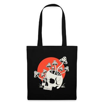 Skull with Mushrooms Red Sun - Tote Bag - black - Front